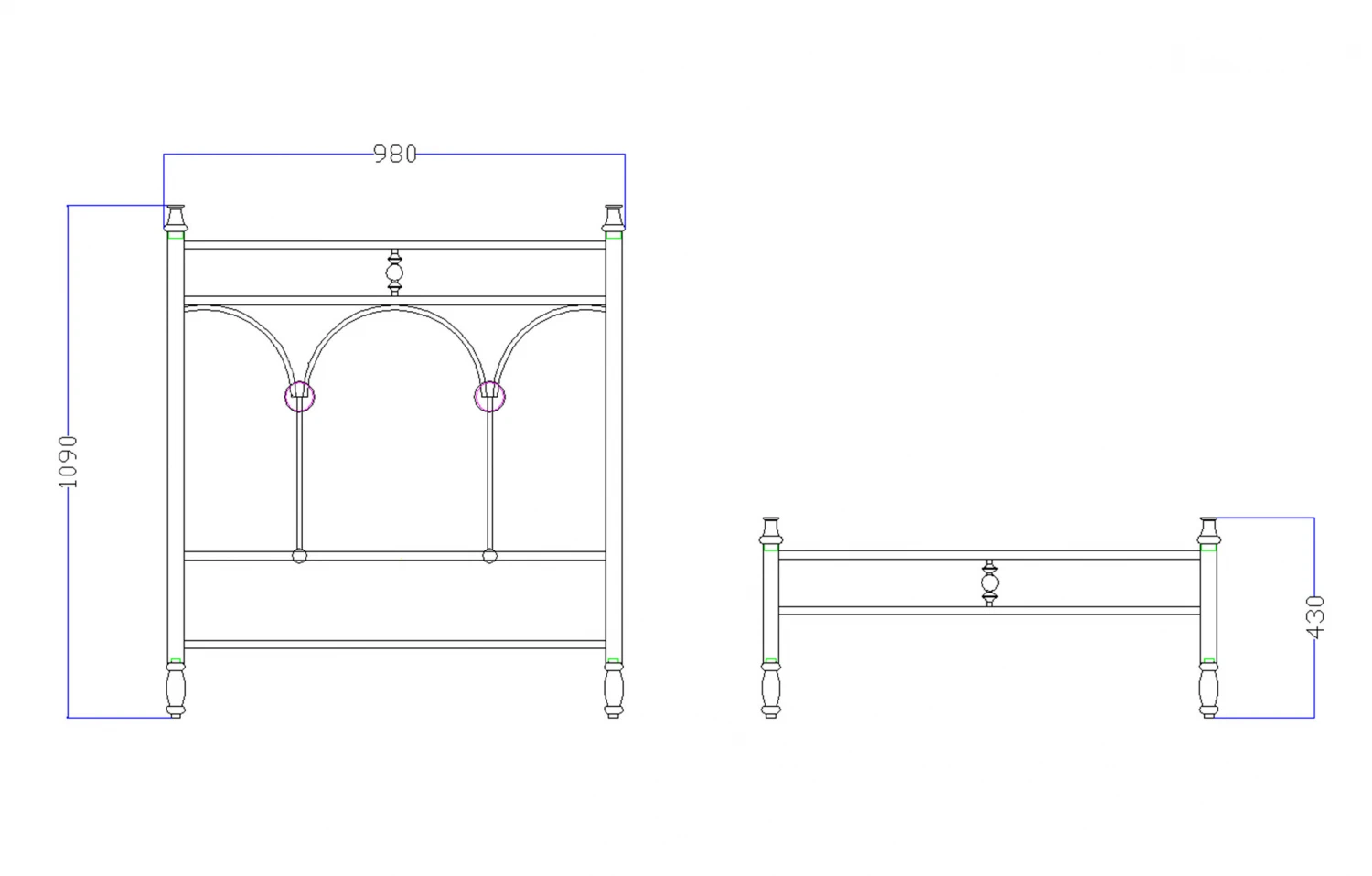 Pat fier forjat Alicia (cu tablie mica) 900x2000