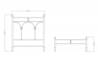Pat fier forjat Alicia (cu tablie mica) 900x2000