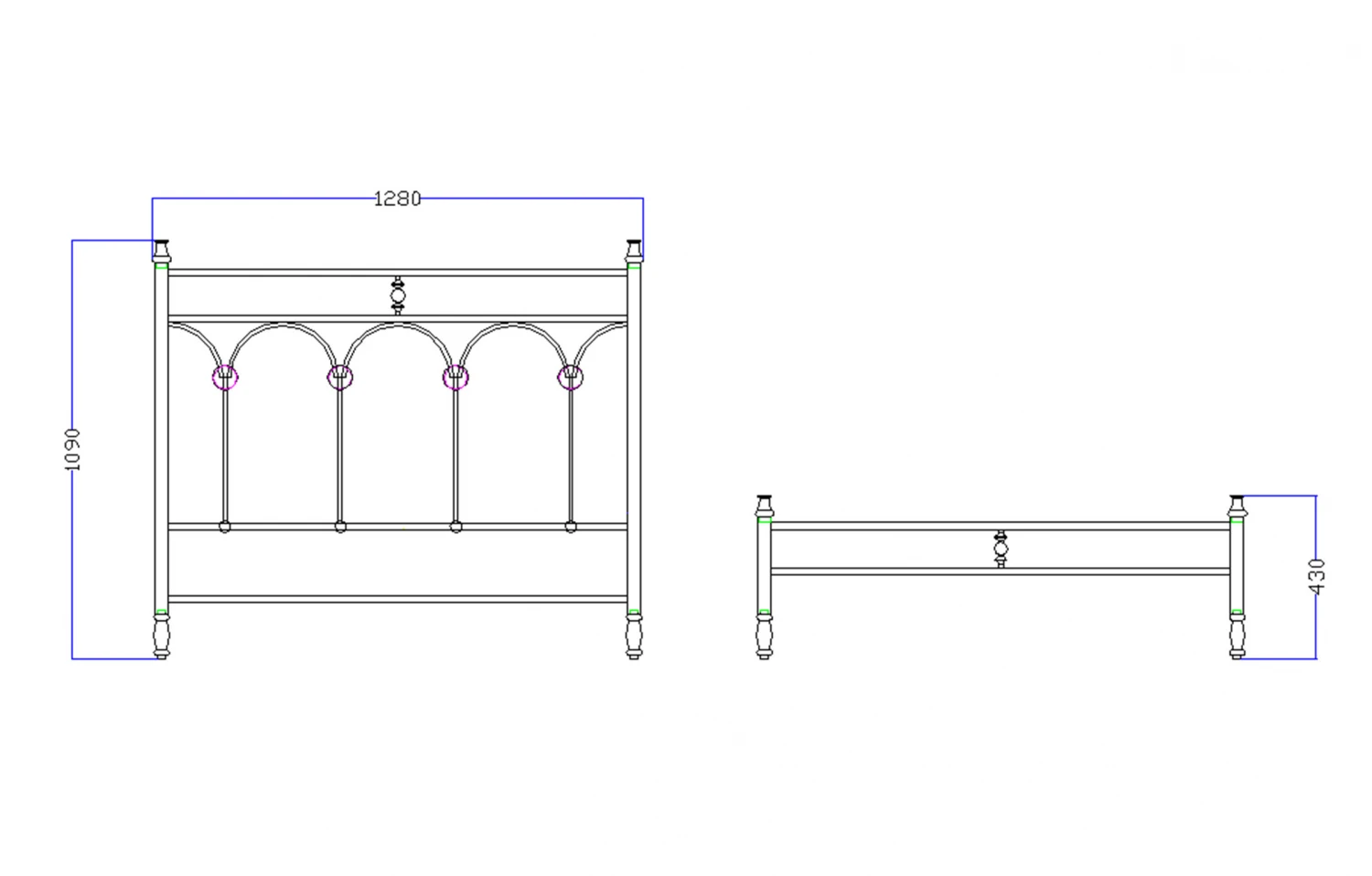 Pat fier forjat Alicia (cu tablie mica) 1200x2000