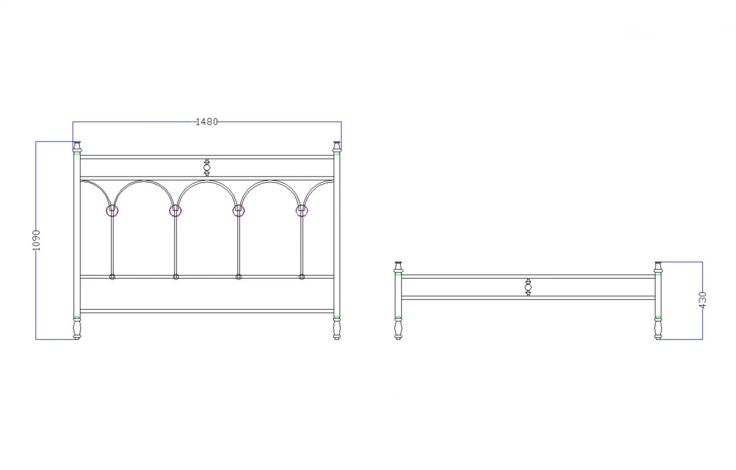 Pat fier forjat Alicia (cu tablie mica) 1400x2000