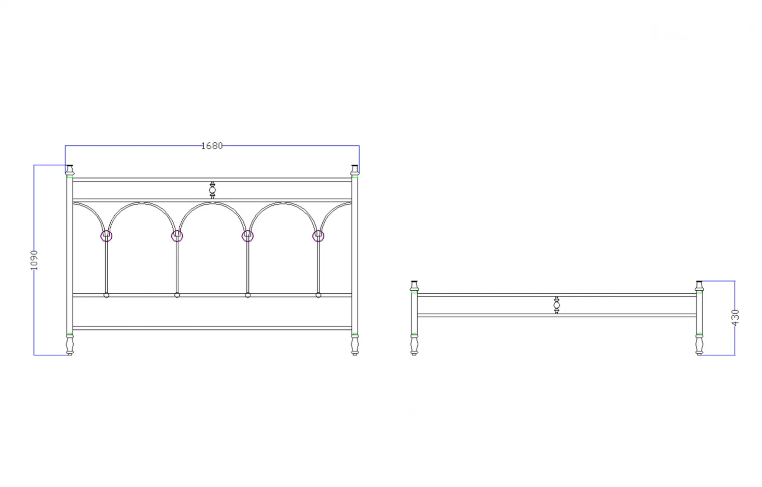 Pat fier forjat Alicia (cu tablie mica) 1600x2000