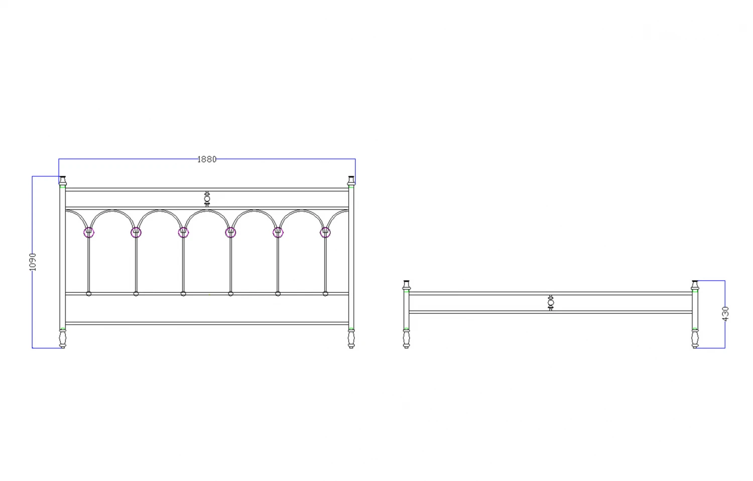 Pat fier forjat Alicia (cu tablie mica) 1800x2000