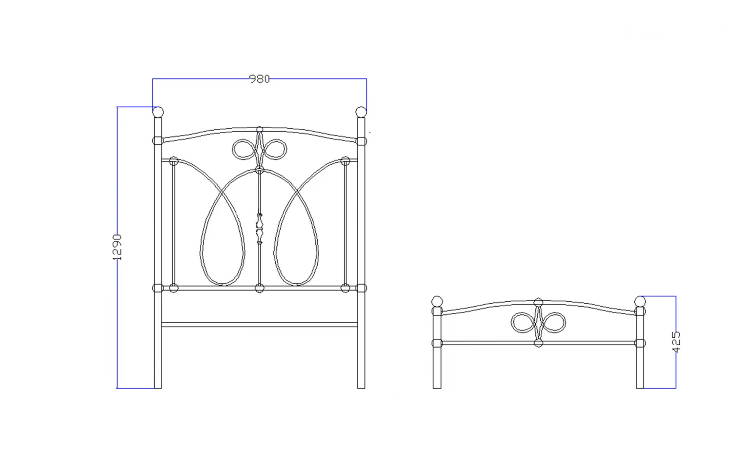 Pat fier forjat Aura (cu tablie mica) 900x2000