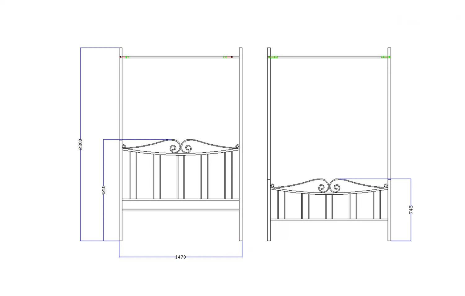 Pat fier forjat Aimee (cu baldachin) 1400x2000