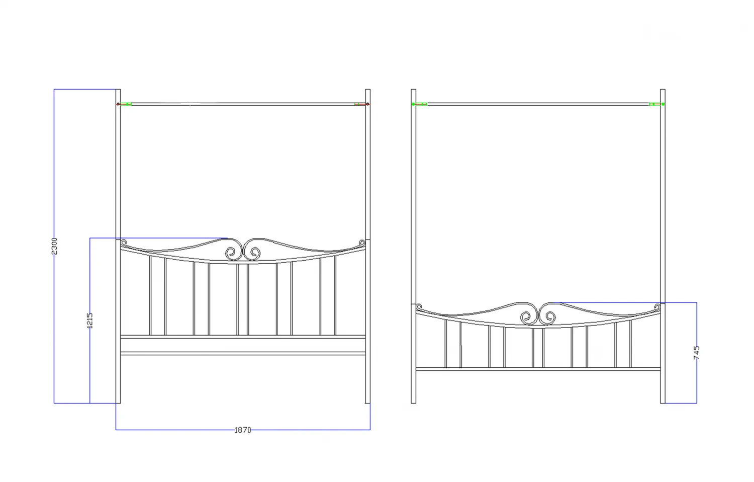Pat fier forjat Aimee (cu baldachin) 1800x2000