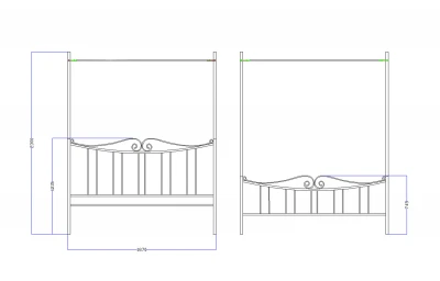 Pat fier forjat Aimee (cu baldachin) 1800x2000