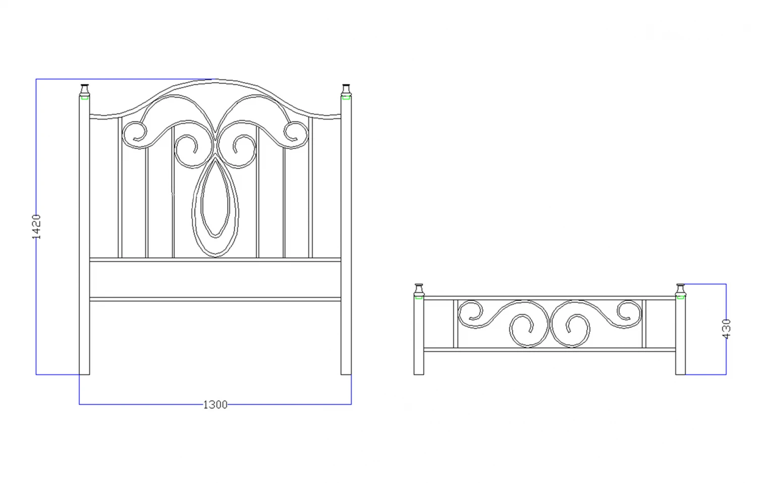 Pat fier forjat Felicia (cu tăblie mică) 1200x2000