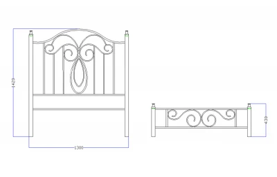 Pat fier forjat Felicia (cu tăblie mică) 1200x2000