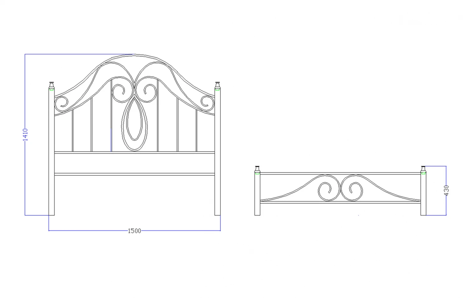 Pat fier forjat Felicia (cu tablie mica) 1400x2000
