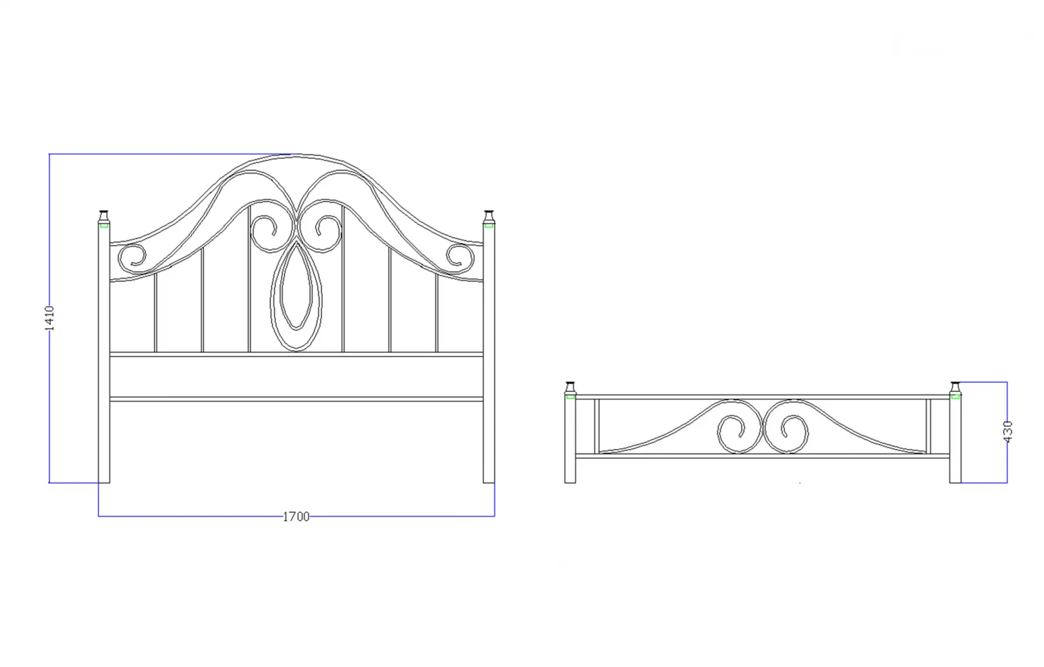 Pat fier forjat Felicia (cu tablie mica) 1600x2000