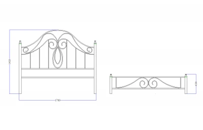 Pat fier forjat Felicia (cu tablie mica) 1600x2000