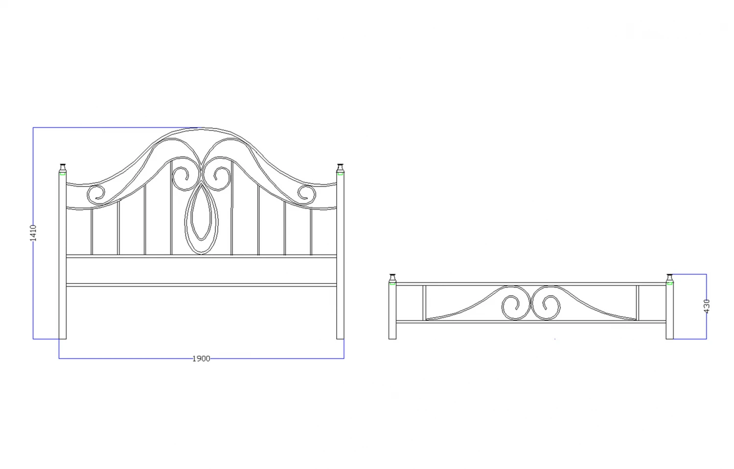 Pat fier forjat Felicia  (cu tablie mica) 1800x2000