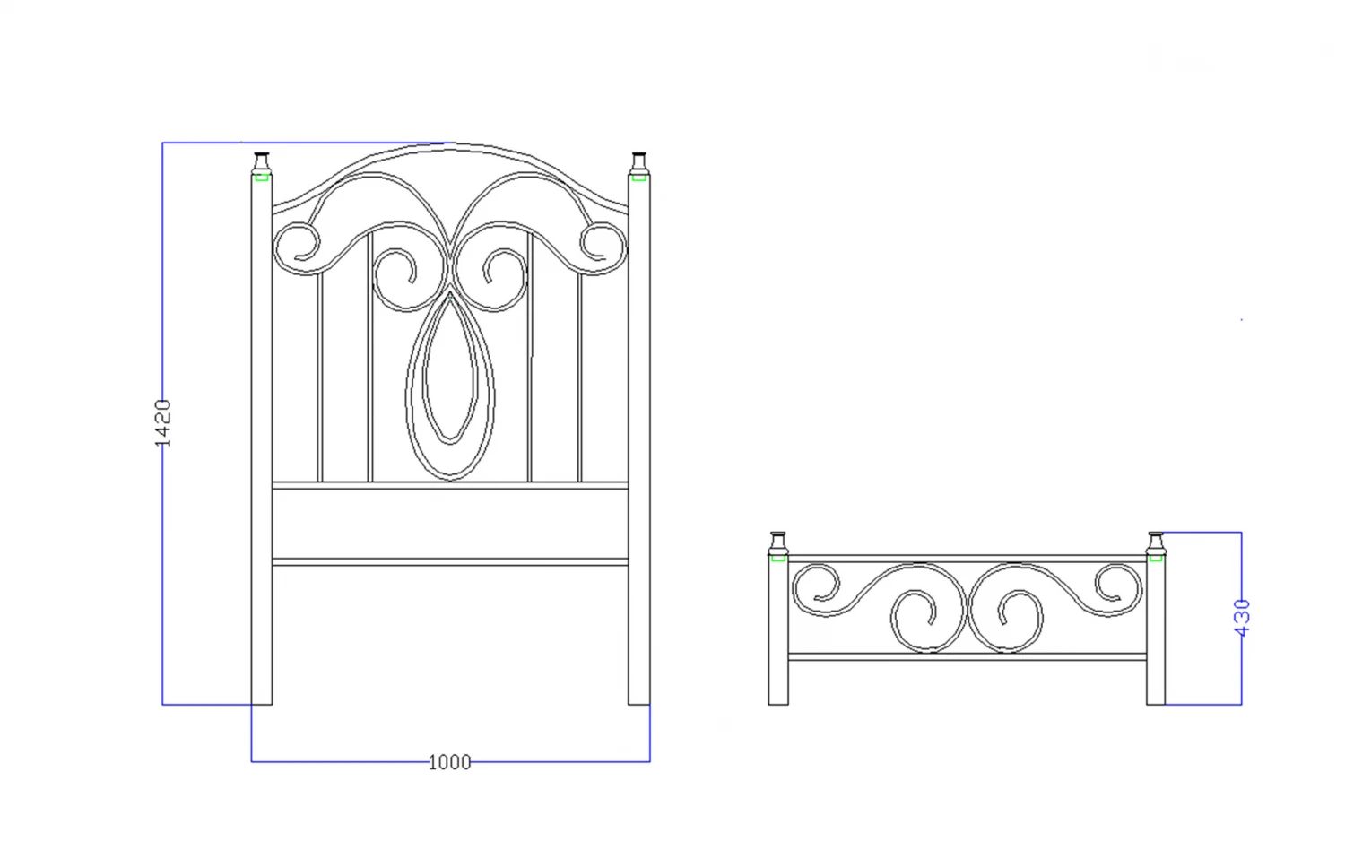 Pat fier forjat Felicia  (cu tablie mica) 900x2000