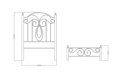Pat fier forjat Felicia  (cu tablie mica) 900x2000