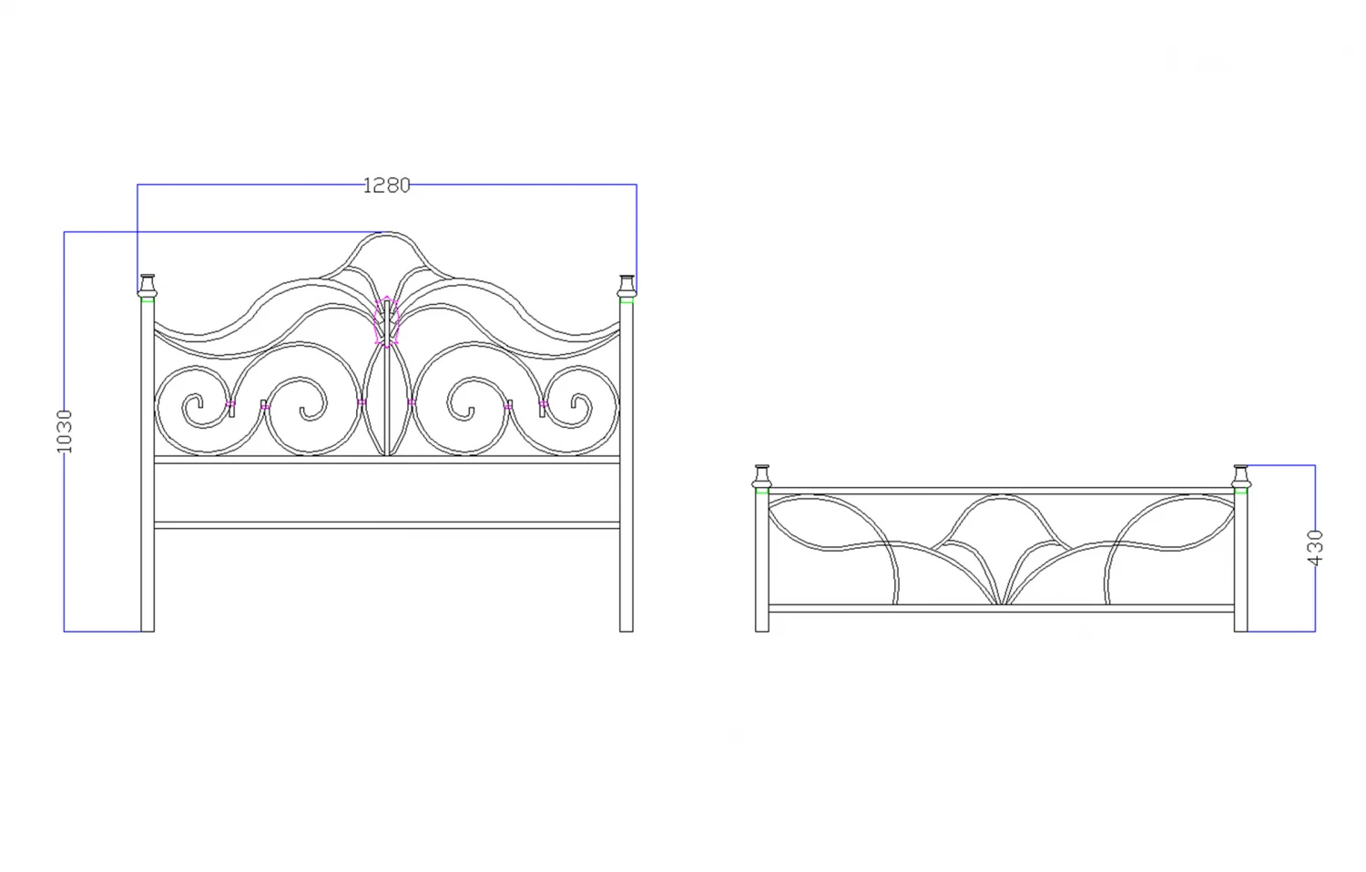 Pat fier forjat Ioana (cu tablie mica) 1200x2000