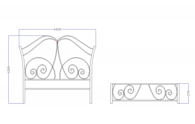 Pat fier forjat Isabelle  (cu tablie mica) 1200x2000